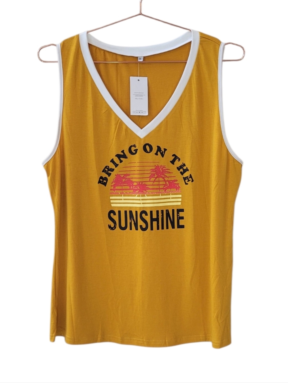 New Trend Bring On The Sunshine V-Neck Sleeveless Tank Size XL
